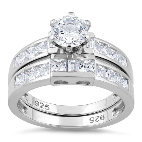 Sterling Silver 2-Piece CZ Engagement Ring