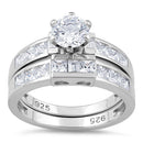 Sterling Silver 2-Piece CZ Engagement Ring