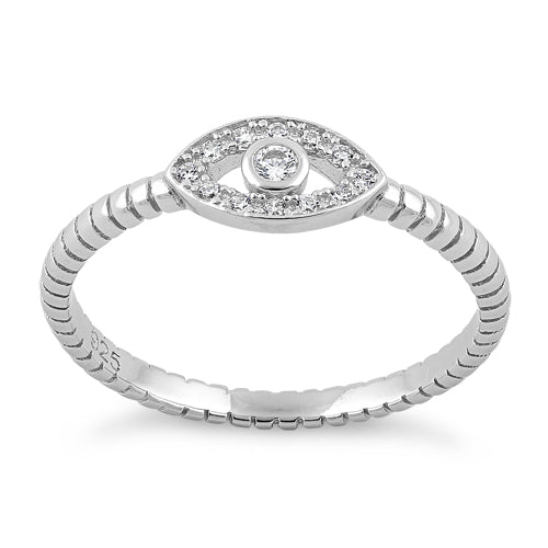 Sterling Silver Clear Stone Evil Eye CZ Ring