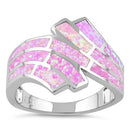 Sterling Silver Crooked Pink Lab Opal Ring