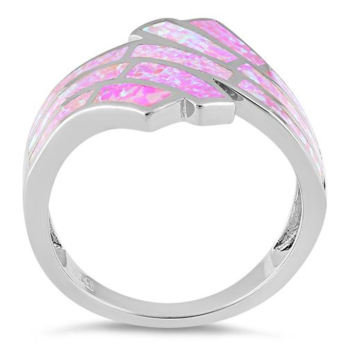 Sterling Silver Crooked Pink Lab Opal Ring