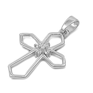 Sterling Silver Cross CZ Pendant