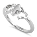 Sterling Silver Cross & Hearts Ring