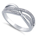 Sterling Silver Crossing Waves Clear CZ Ring