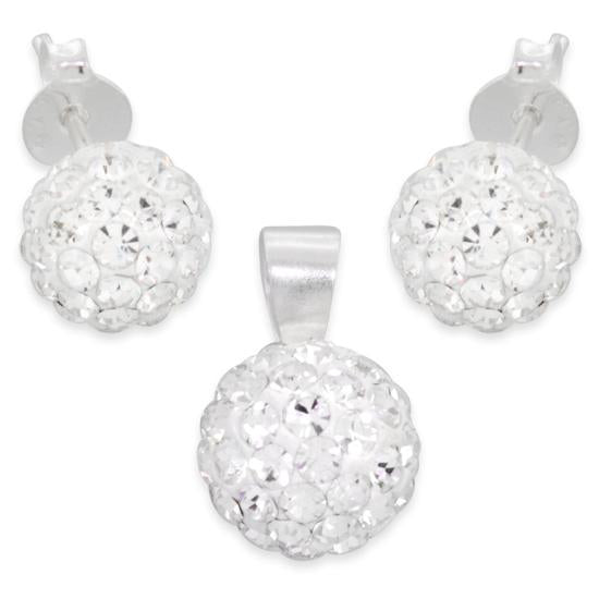 Sterling Silver Crystal Ball CZ Set