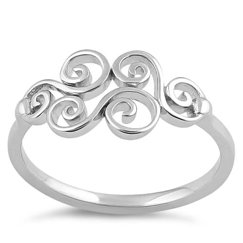 Sterling Silver Curly Waves Ring