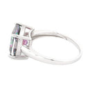Sterling Silver Cushion-Cut Rainbow CZ Ring