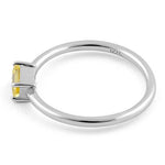 Sterling Silver Dainty Baguette Straight Yellow CZ Ring