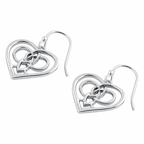 Sterling Silver Dangling Celtic Heart Earrings