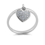 Sterling Silver Dangling Heart CZ Ring