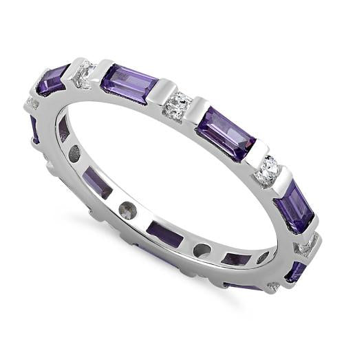 Sterling Silver Purple CZ Eternity Ring