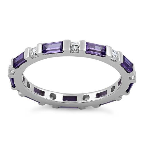 Sterling Silver Purple CZ Eternity Ring