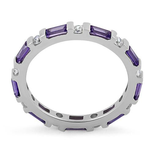 Sterling Silver Purple CZ Eternity Ring