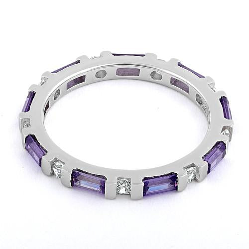 Sterling Silver Purple CZ Eternity Ring