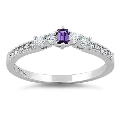 Sterling Silver Amethyst CZ Ring