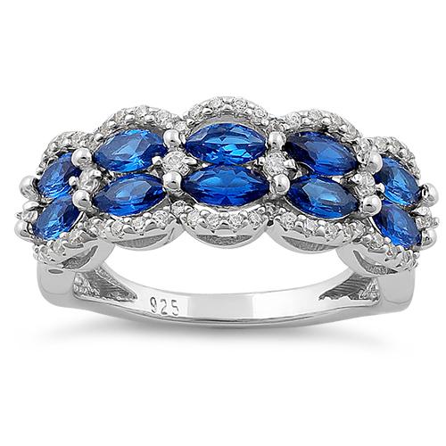 Sterling Silver Marquise Blue CZ Ring