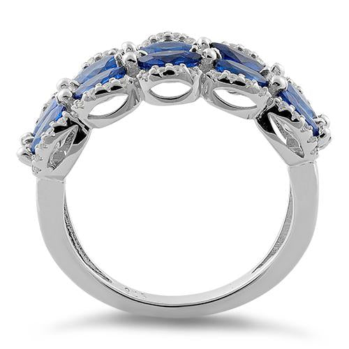 Sterling Silver Marquise Blue CZ Ring