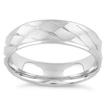Sterling Silver Diamond Cut Pattern Wedding Band Ring