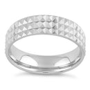 Sterling Silver Diamond Cut Pyramid Pattern Wedding Band Ring