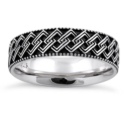 Sterling Silver Diamond Pattern Ring