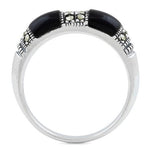 Sterling Silver Double Black Onyx Marcasite Ring