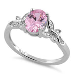 Sterling Silver Double Butterfly Pink Center Stone CZ Ring