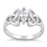 Sterling Silver Double Charmed Marquise CZ Ring