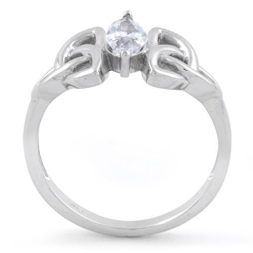 Sterling Silver Double Charmed Marquise CZ Ring
