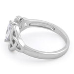 Sterling Silver Double Charmed Marquise CZ Ring