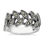 Sterling Silver Double Eye Marquise Marcasite Ring