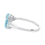 Sterling Silver Double Heart Aquamarine CZ Ring