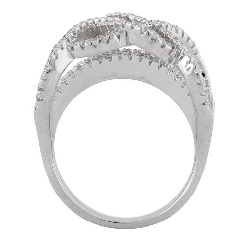 Sterling Silver Double Layer Swirl CZ Ring