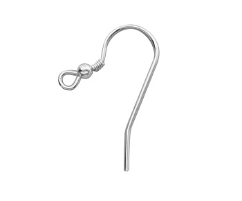 Sterling Silver Earwire w/ 2.5mm Ball & CoilRound Wire 25mm - PACK OF 6