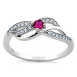 Sterling Silver Elegant Dark Pink CZ Ring
