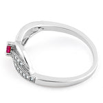 Sterling Silver Elegant Dark Pink CZ Ring