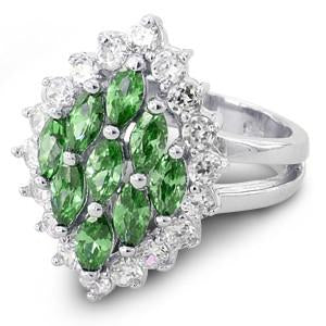Sterling Silver Elegant Emerald Marquise Cut CZ Ring
