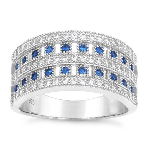 Sterling Silver Elegant Pave Blue Spinel CZ Ring