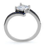 Sterling Silver Princess-Cut Blue CZ Ring