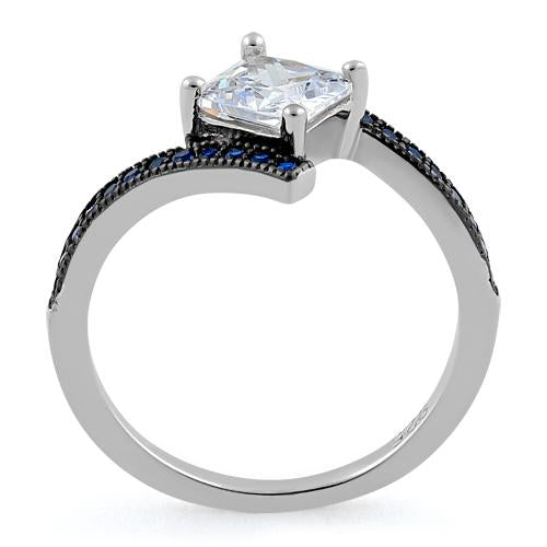 Sterling Silver Princess-Cut Blue CZ Ring