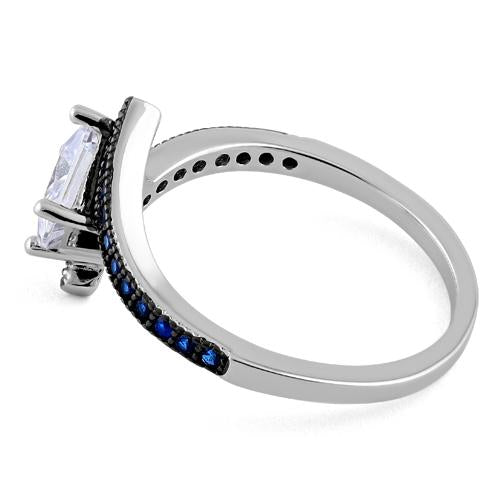 Sterling Silver Princess-Cut Blue CZ Ring