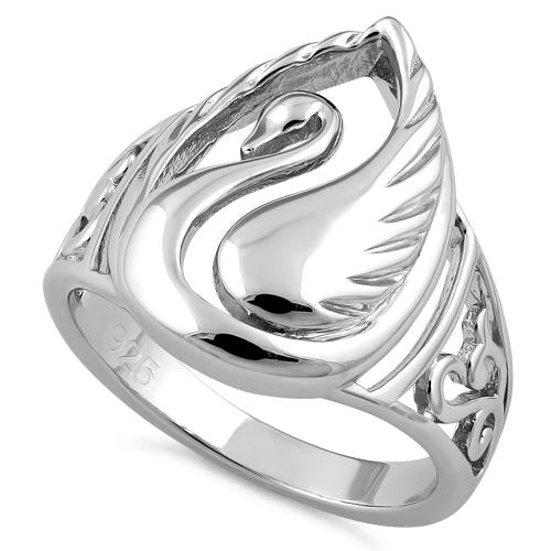 Sterling Silver Elegant Swan Ring for Sale