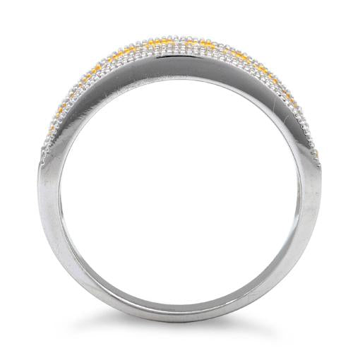 Sterling Silver Elegant Two-tone Gold Plated Pave CZ Ring