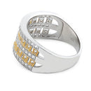 Sterling Silver Elegant Two-tone Gold Plated Pave CZ Ring