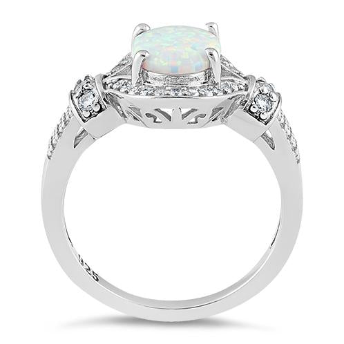 Sterling Silver White Lab-Opal CZ Ring