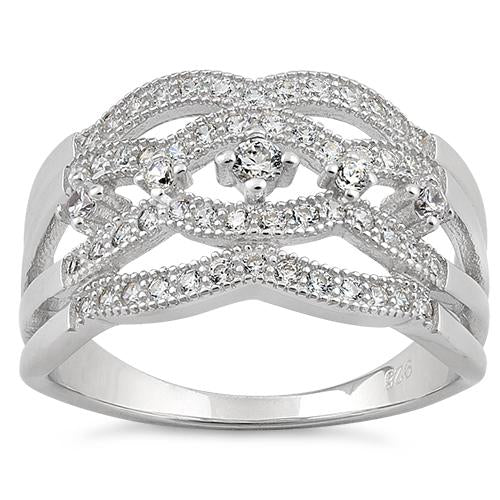 Sterling Silver Eloquent Round Clear CZ Ring