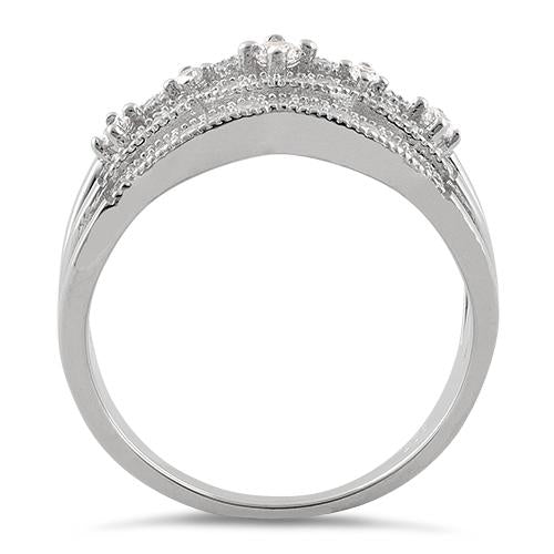 Sterling Silver Eloquent Round Clear CZ Ring