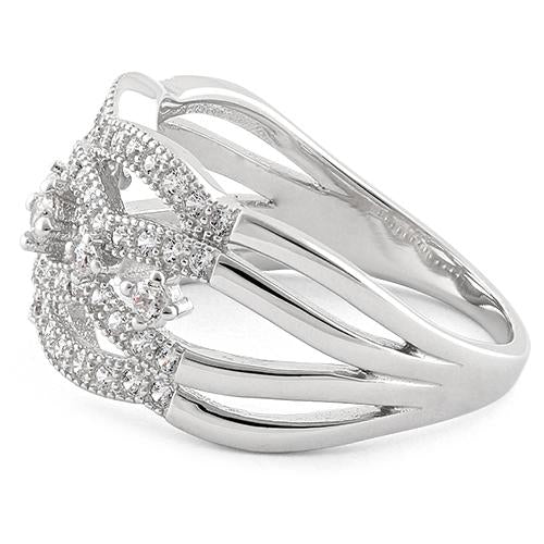 Sterling Silver Eloquent Round Clear CZ Ring