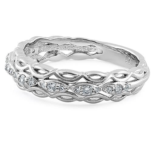 Sterling Silver Elysian Round Cut Clear CZ Ring