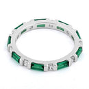 Sterling Silver Emerald and White CZ Eternity Ring