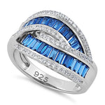 Sterling Silver Blue CZ Band Ring